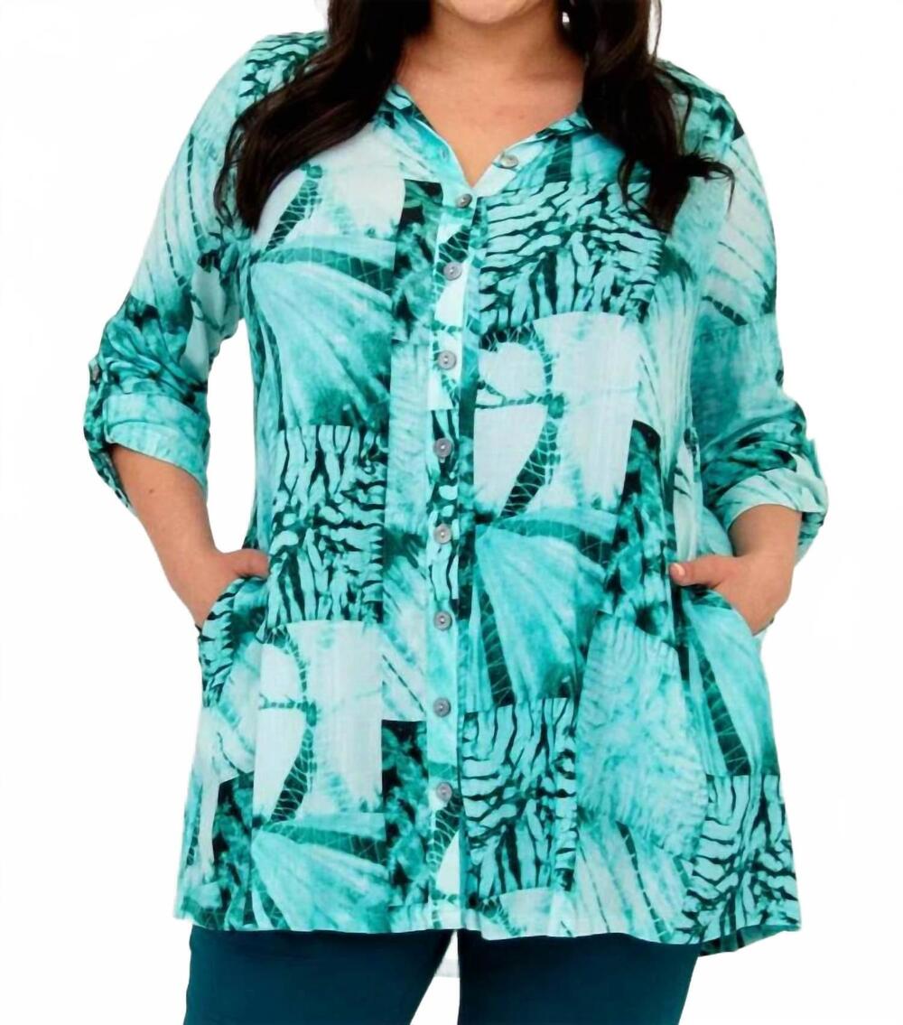 NEW BLUE SKY CLOTHING CO celine bamboo linen tunic in shibori print
